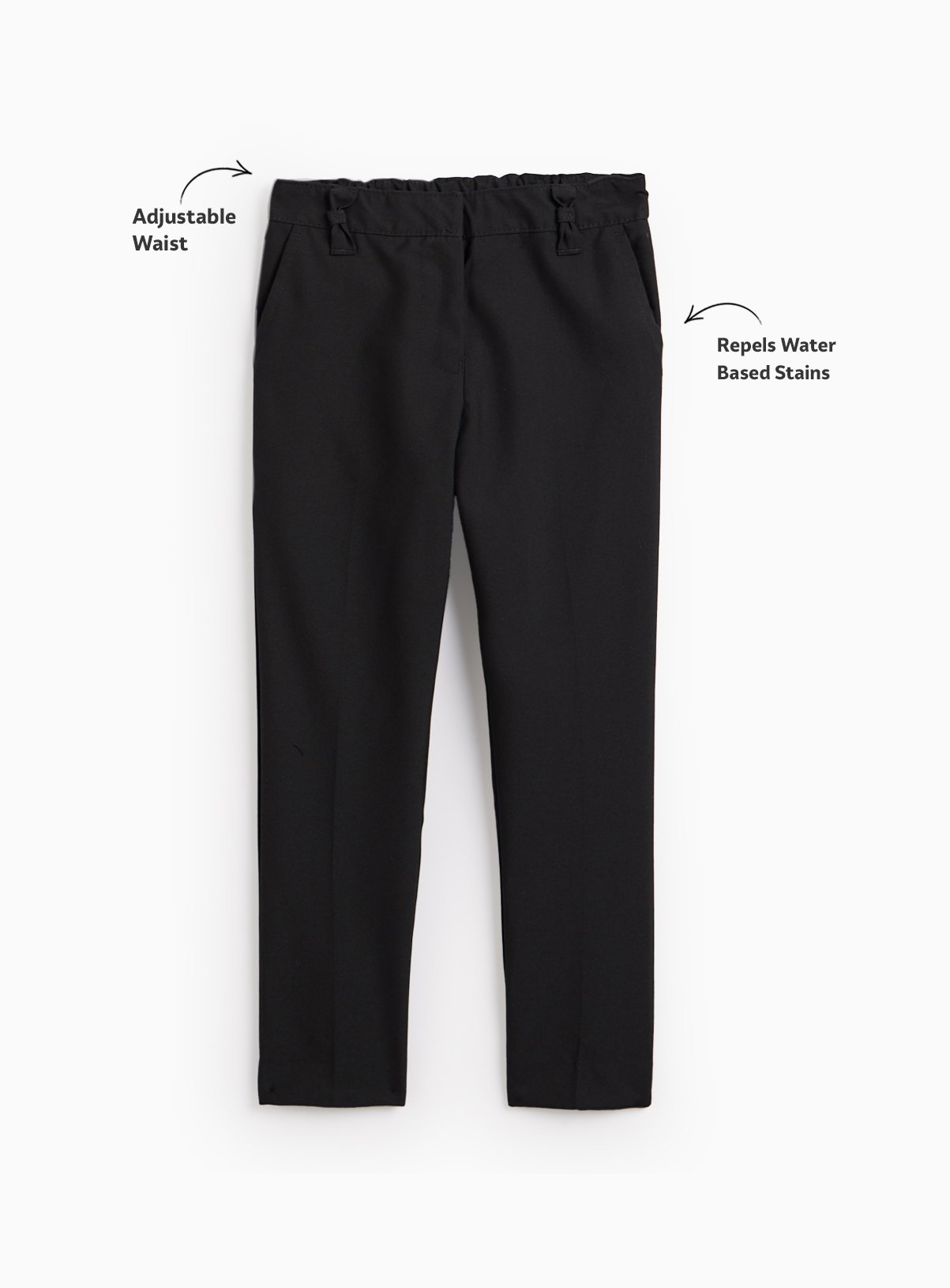 Black Woven Reinforced Knee Extendable Hem Trousers 2 Pack 7 years - Image 2 thumbnail