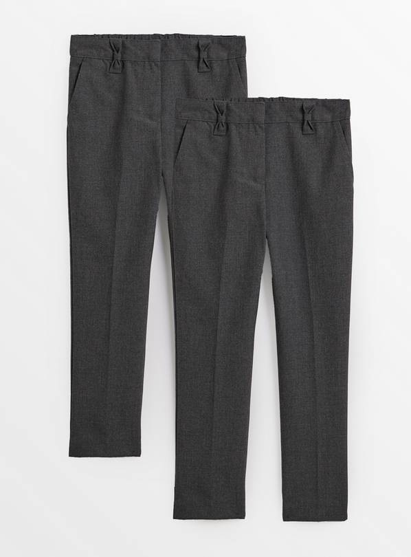 2 Pack Grey Trousers with Reinforced Knees & Extendable Hem  11 years