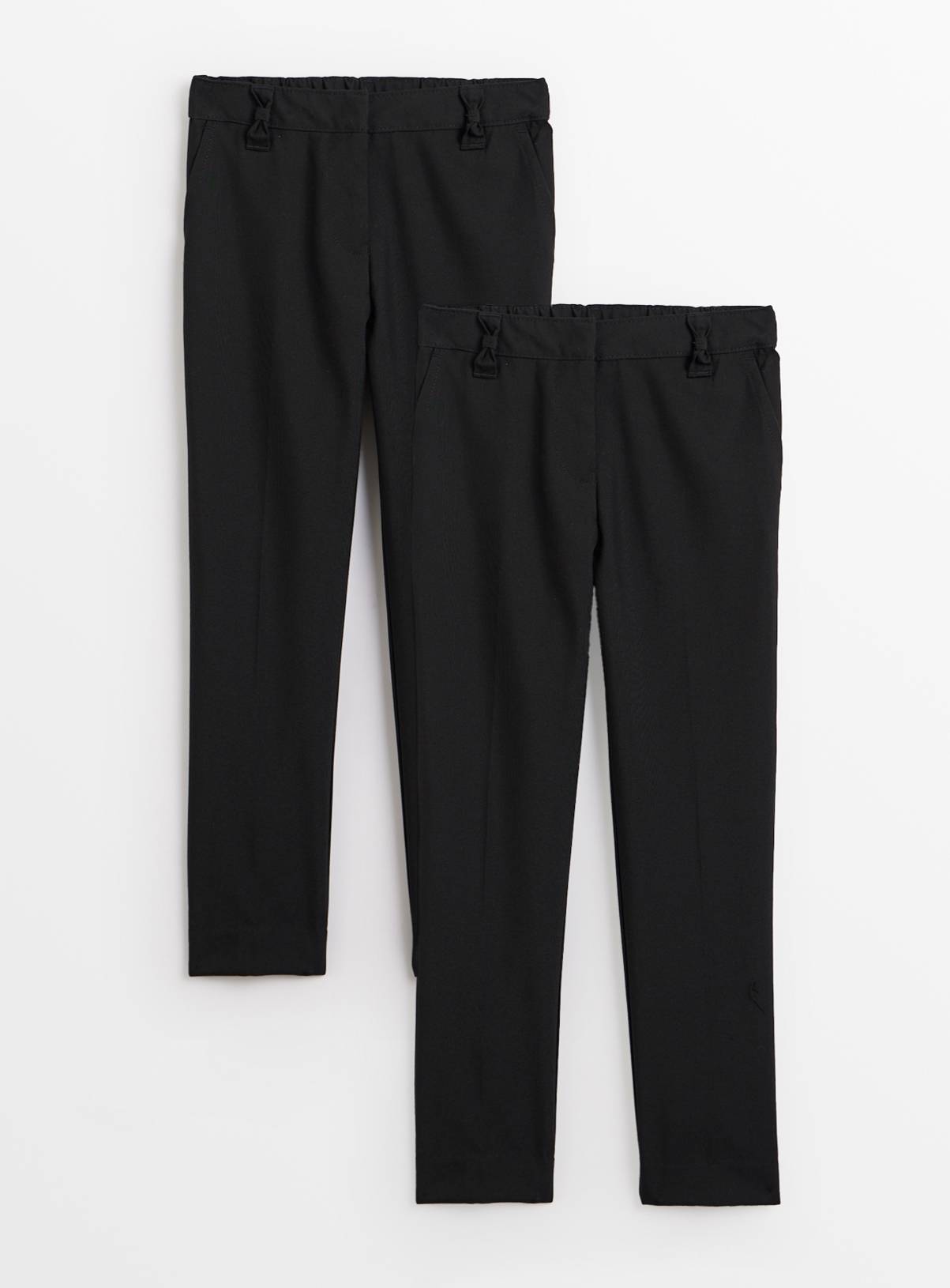 Black Woven Longer Leg Reinforced Knee Extendable Hem Trousers 2 Pack 7 years - Image 1