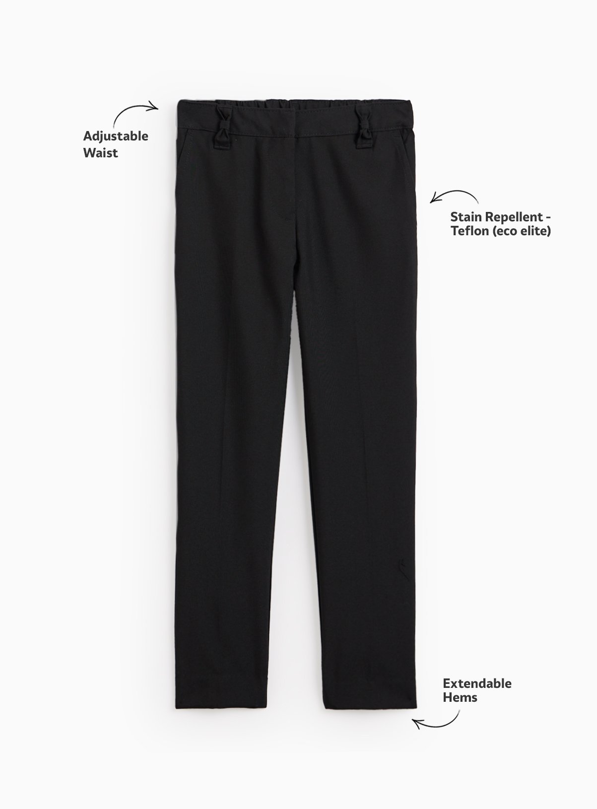 Black Woven Longer Leg Reinforced Knee Extendable Hem Trousers 2 Pack 7 years - Image 2 thumbnail