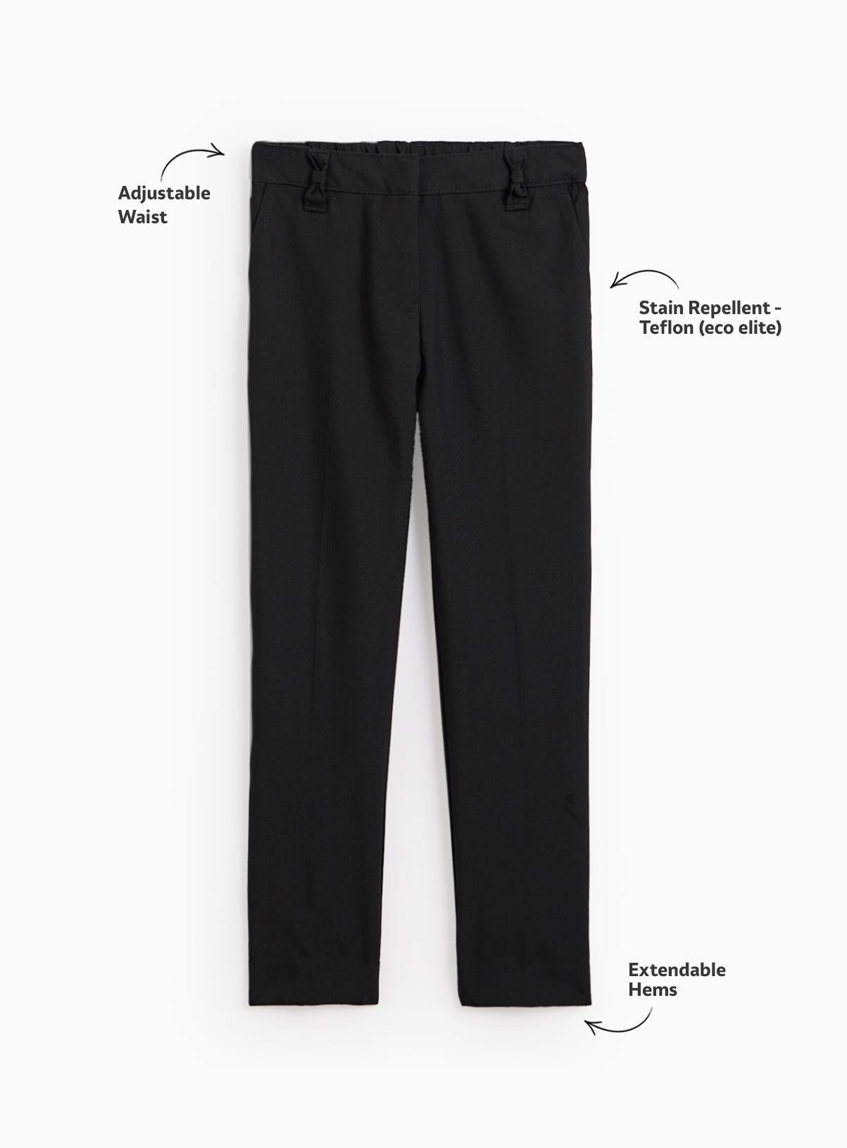 Black Woven Longer Leg Reinforced Knee Extendable Hem Trousers 2 Pack 7 years - Image 2