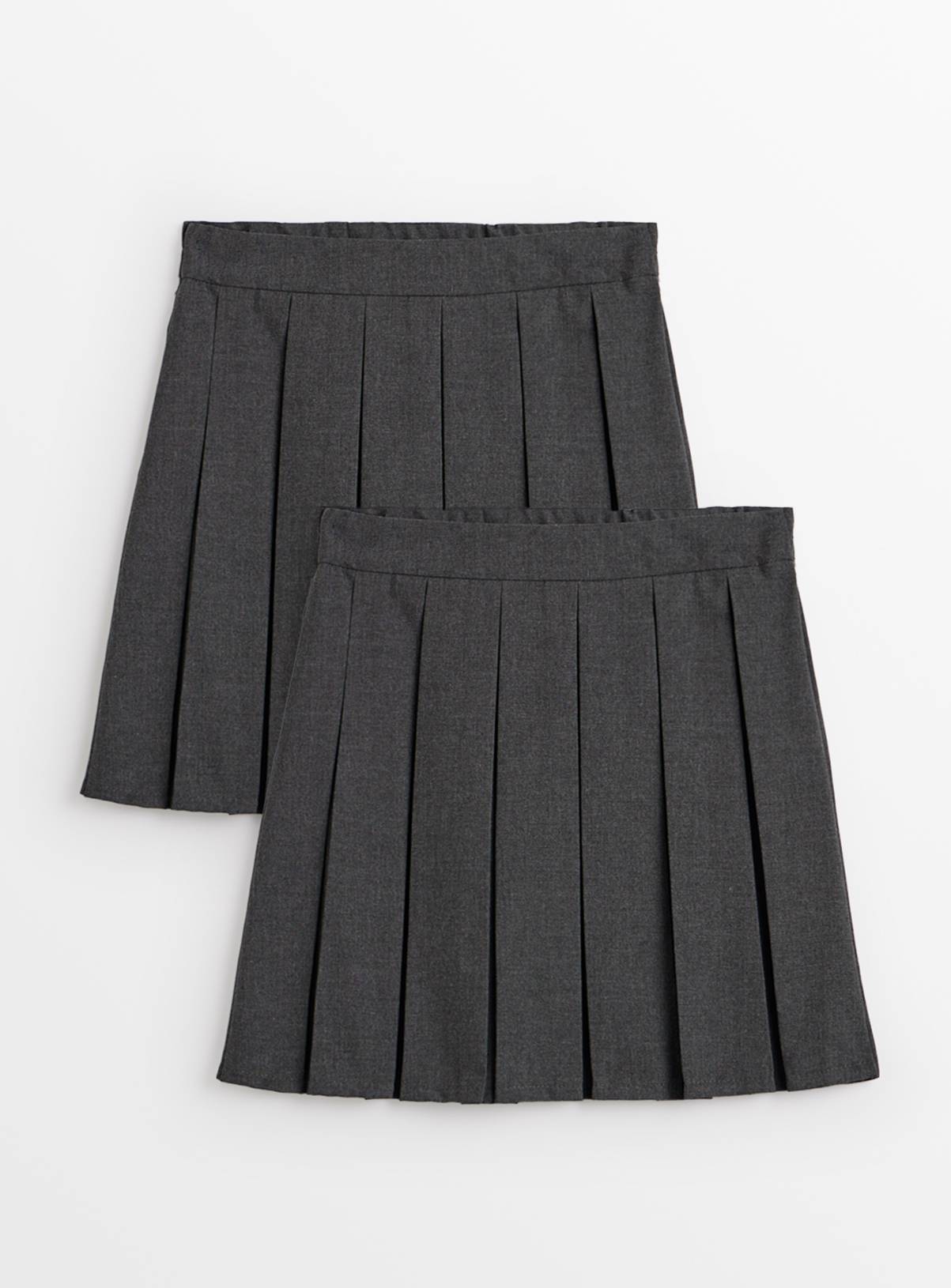 Grey Permanent Pleat Longer Length Skirts 2 Pack 5 years - Image 1