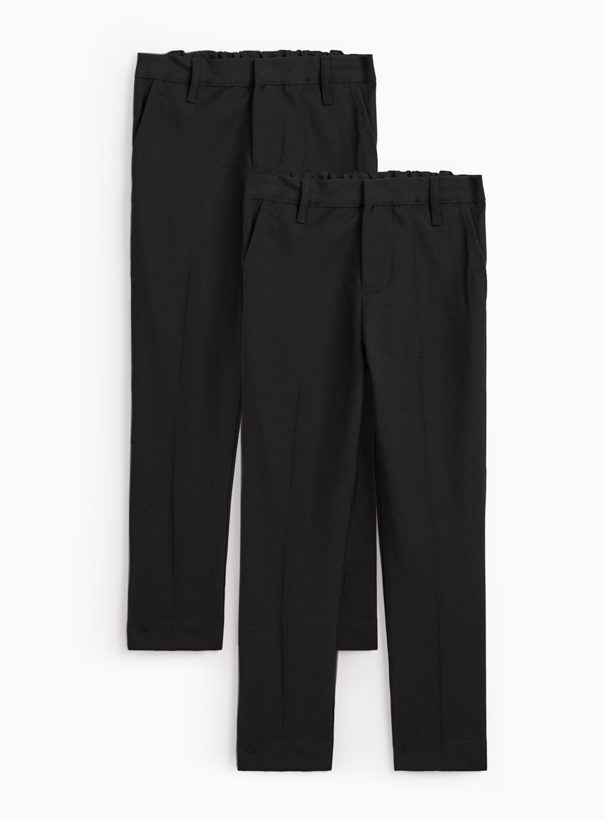 Black Woven Skinny Fit Reinforced Knee Extendable Hem Trousers 2 Pack 8 years - Image 2 thumbnail