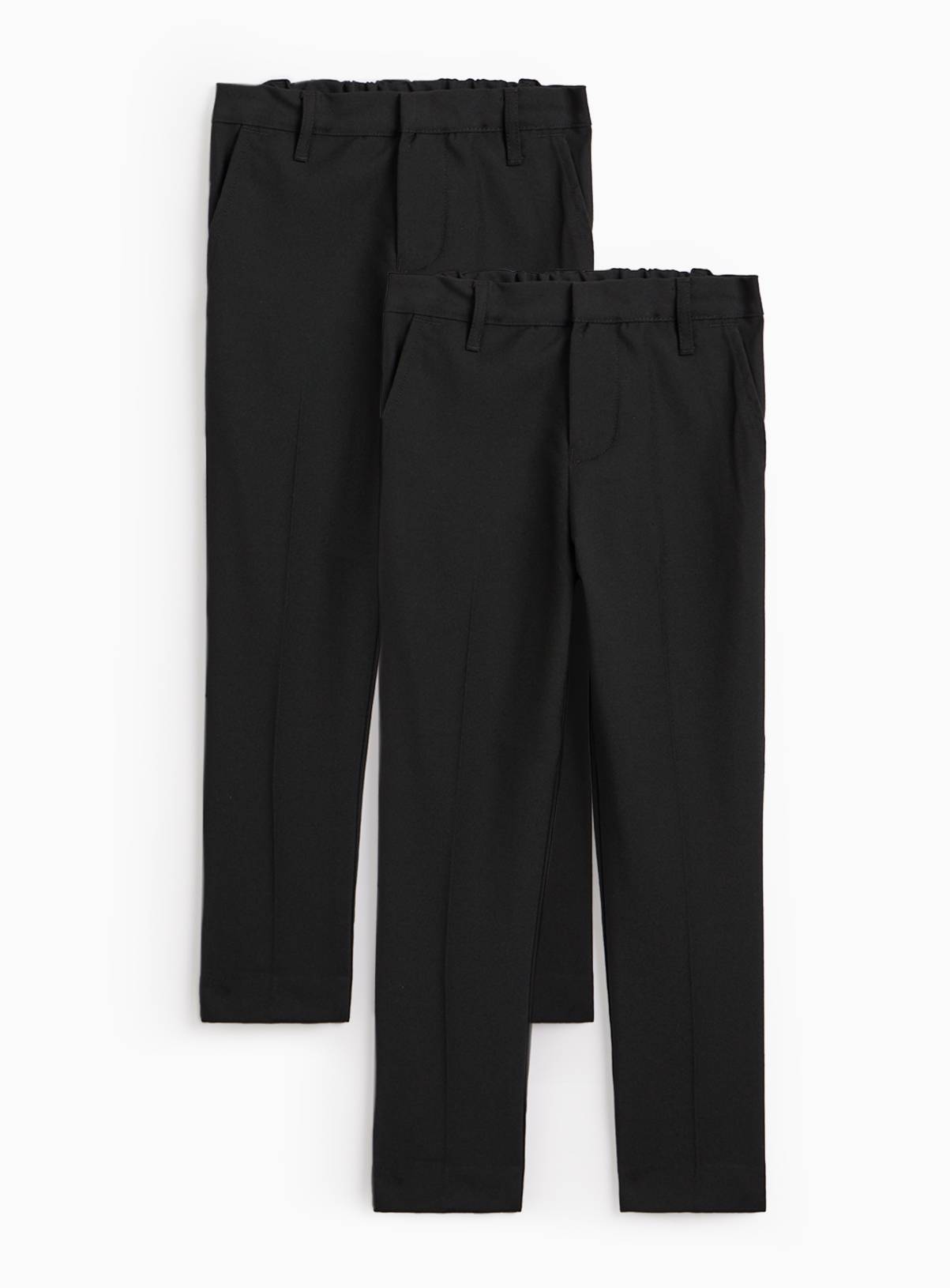 Black Woven Skinny Fit Reinforced Knee Extendable Hem Trousers 2 Pack 8 years - Image 2