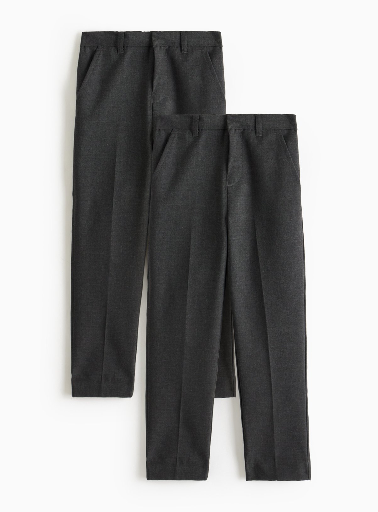 Grey Grey 2 Pack Slim Fit Woven Trousers with Reinforced Knees & Extendable Hem (8 Years) - Tu by Sainsbury's