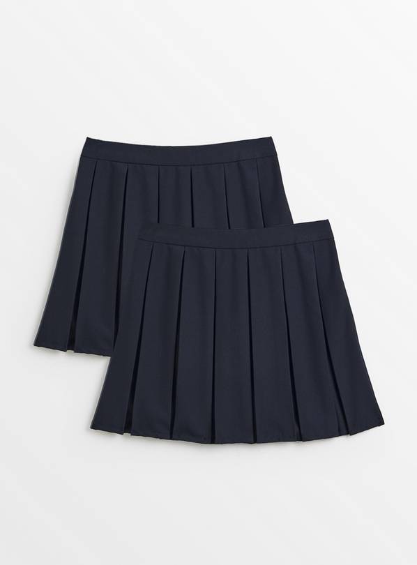 Navy Permanent Pleat Skirt 2 Pack 9 years