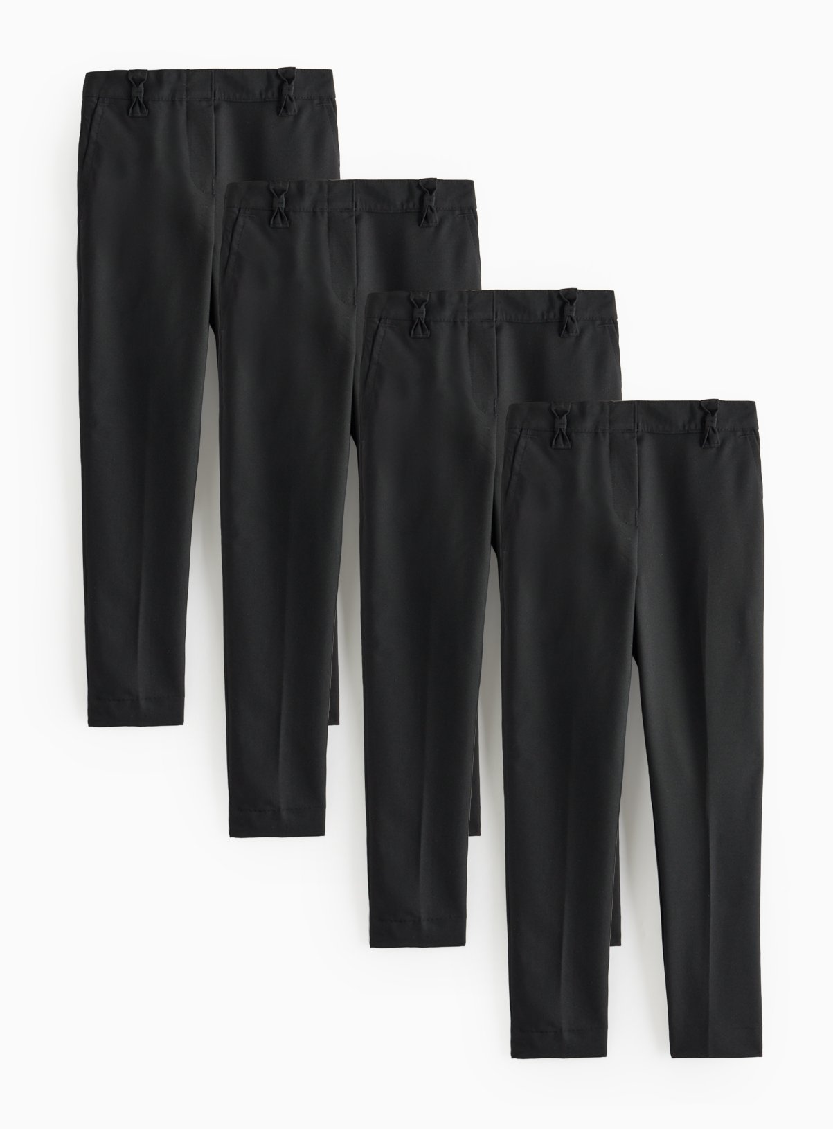 Black Polyester Viscose Reinforced Knee Extendable Hem Trousers 4 Pack 11 years - Image 1 thumbnail