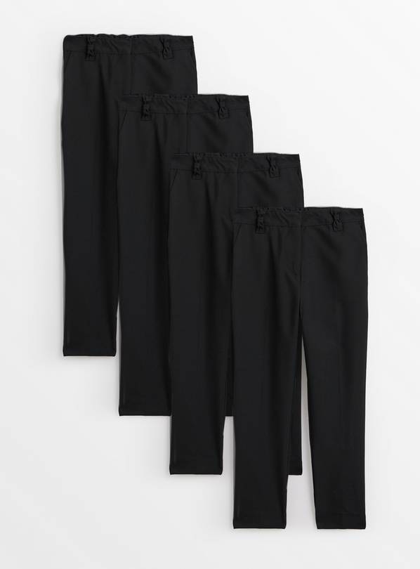 Black Reinforced Knee Woven School Trousers 4 Pack 4 years