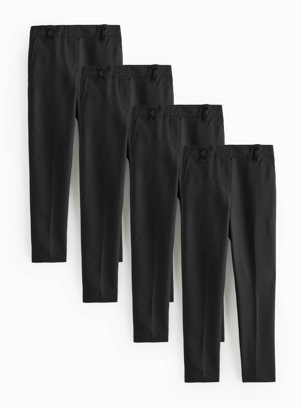 Black Polyester Viscose Reinforced Knee Extendable Hem Trousers 4 Pack 11 years - Image 1