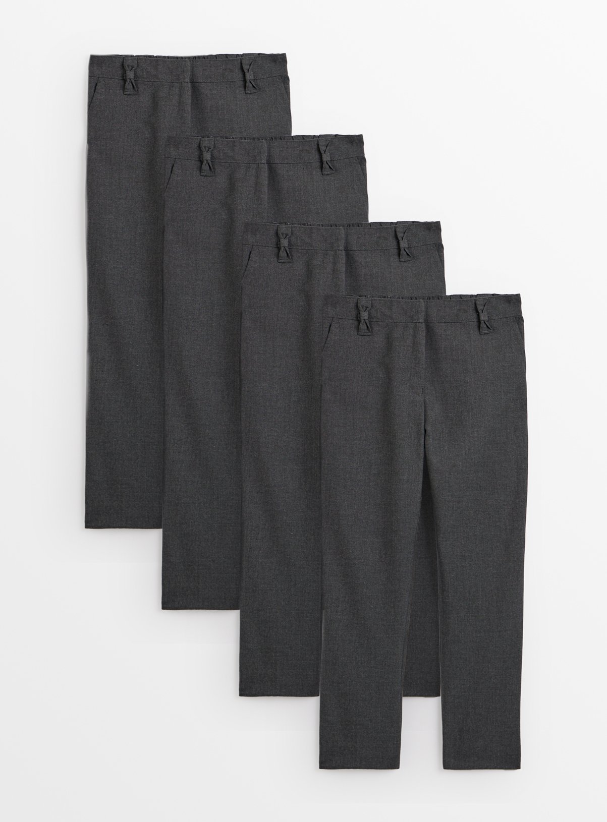 Grey Grey 4 Pack Trousers with Reinforced Knees & Extendable Hem (6 Years) - Tu by Sainsbury's