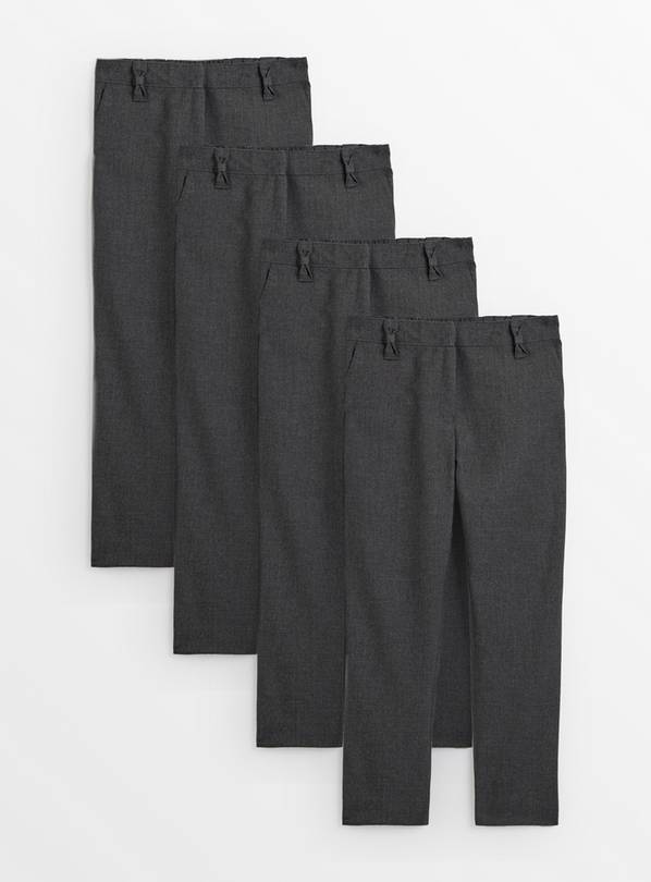 Grey Reinforced Knee Woven School Trousers 4 Pack 12 years