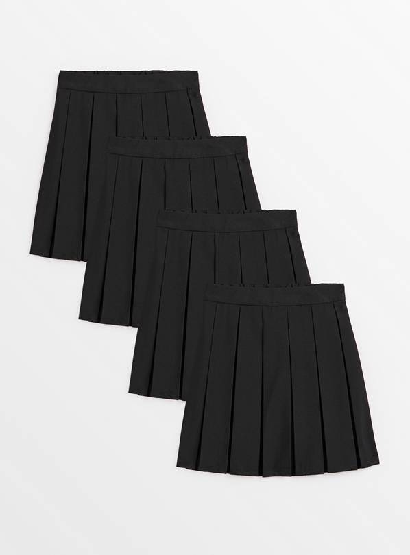 Black Permanent Pleat Skirts 4 Pack 6 years