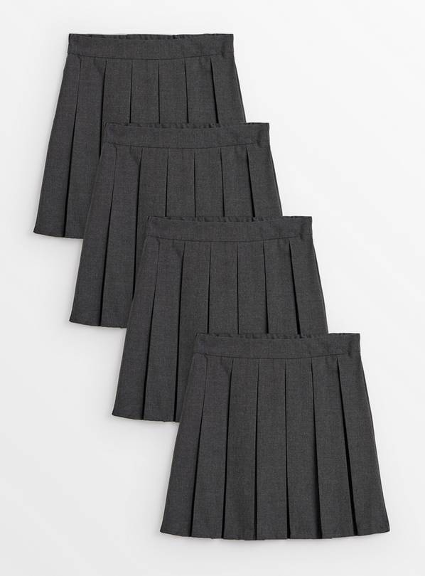 Grey Permanent Pleat Skirts 4 Pack 8 years