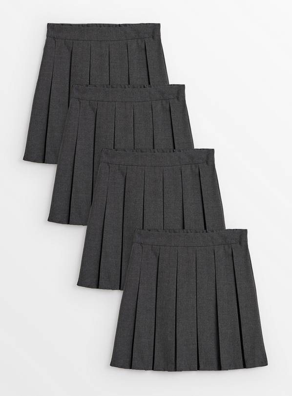 Grey Permanent Pleat Skirts 4 Pack 10 years