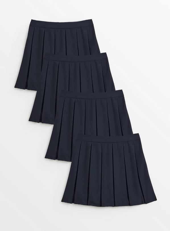 Navy Permanent Pleat Skirts 4 Pack 12 years