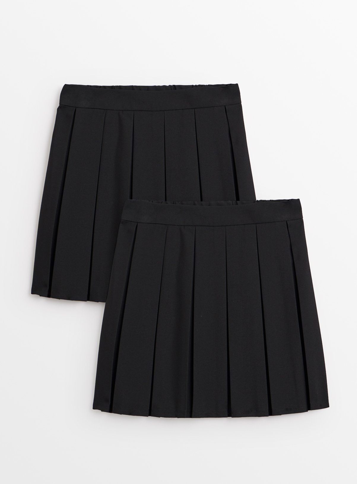 Black Black 2 Pack Permanent Pleat Skirts Generous Fit (8 Years) - Tu by Sainsbury's