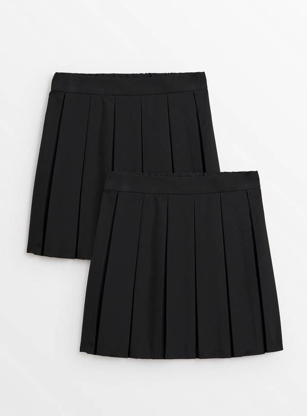 2 Pack Black Permanent Pleat Skirts Generous Fit  7 years