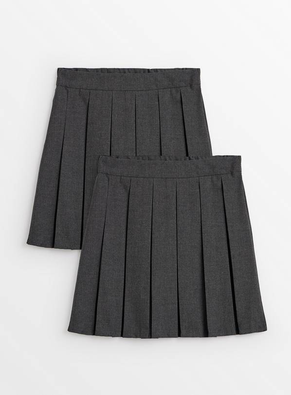 Grey Generous Fit Permanent Pleat Skirts 2 Pack 5 years