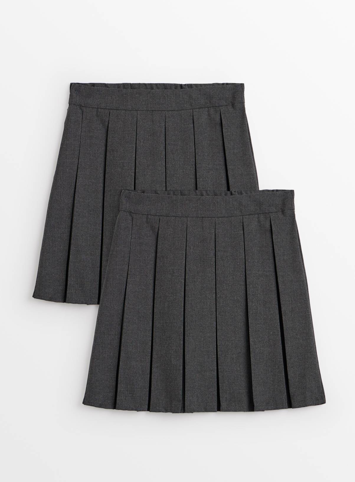 2 Pack Grey Permanent Pleat Skirts Generous Fit 3 years - Image 1