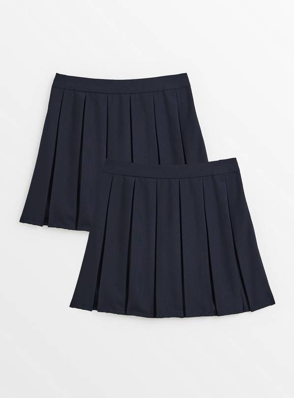 Navy Generous Fit Permanent Pleat Skirts 2 Pack 6 years