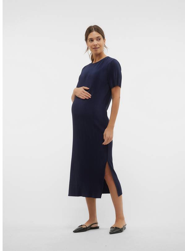 Buy MAMALICIOUS Cana Short Sleeve Jersey Plisse Midi Dress XXL, Maternity