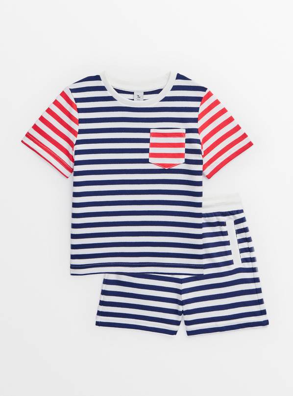 Navy Stripe T-Shirt & Shorts Set 1-2 years