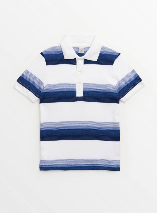 Navy Striped Short Sleeve Polo Shirt 8 years
