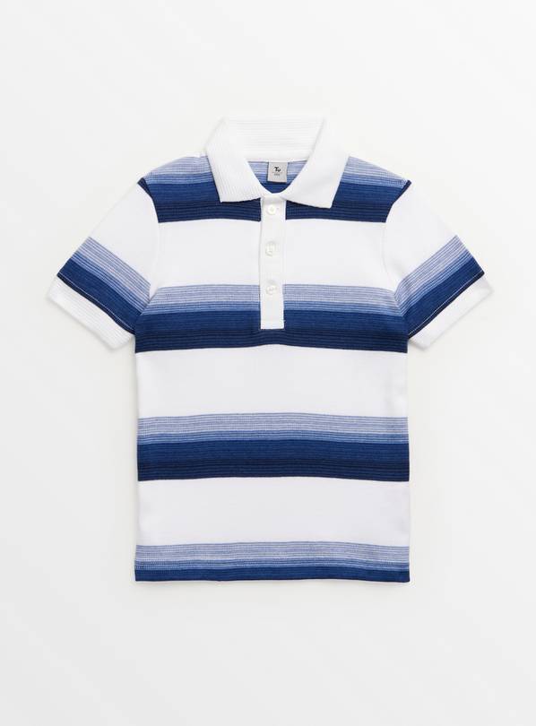Navy Striped Short Sleeve Polo Shirt 6 years