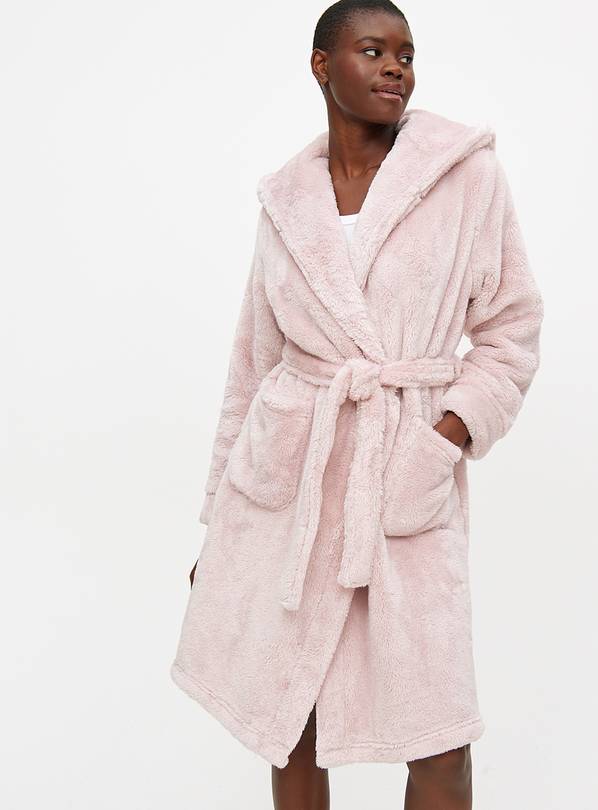 Pink Fluffy Hooded Dressing Gown XL