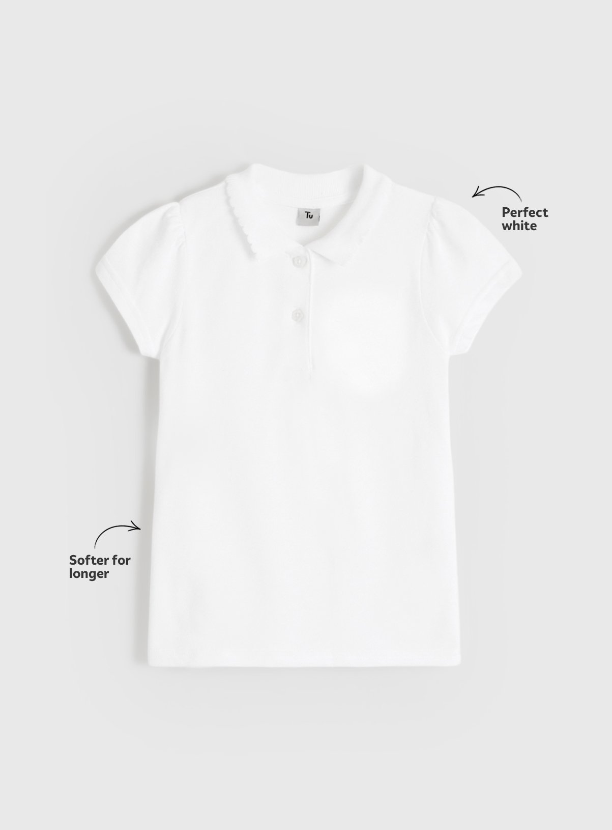 White Cotton Perfect White Polo Shirts 2 Pack 9 years - Image 3 thumbnail
