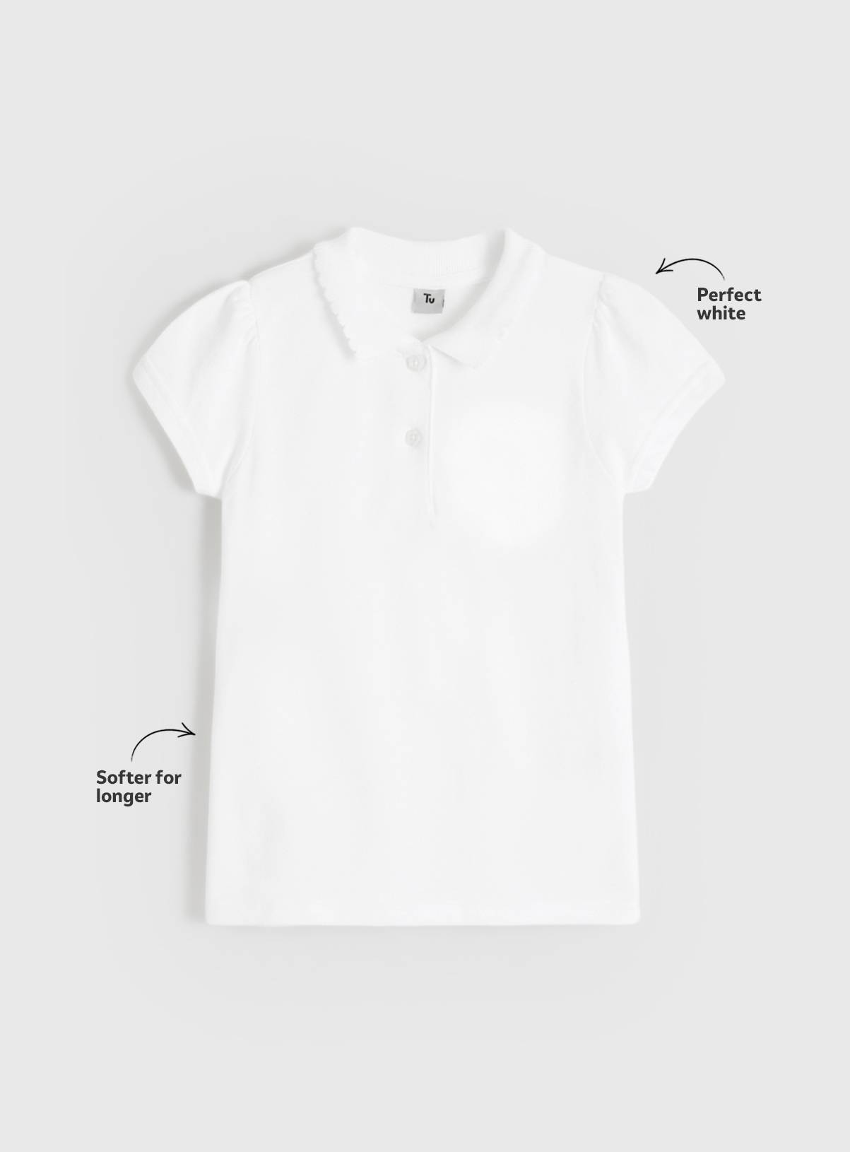 White Cotton Perfect White Polo Shirts 2 Pack 9 years - Image 3