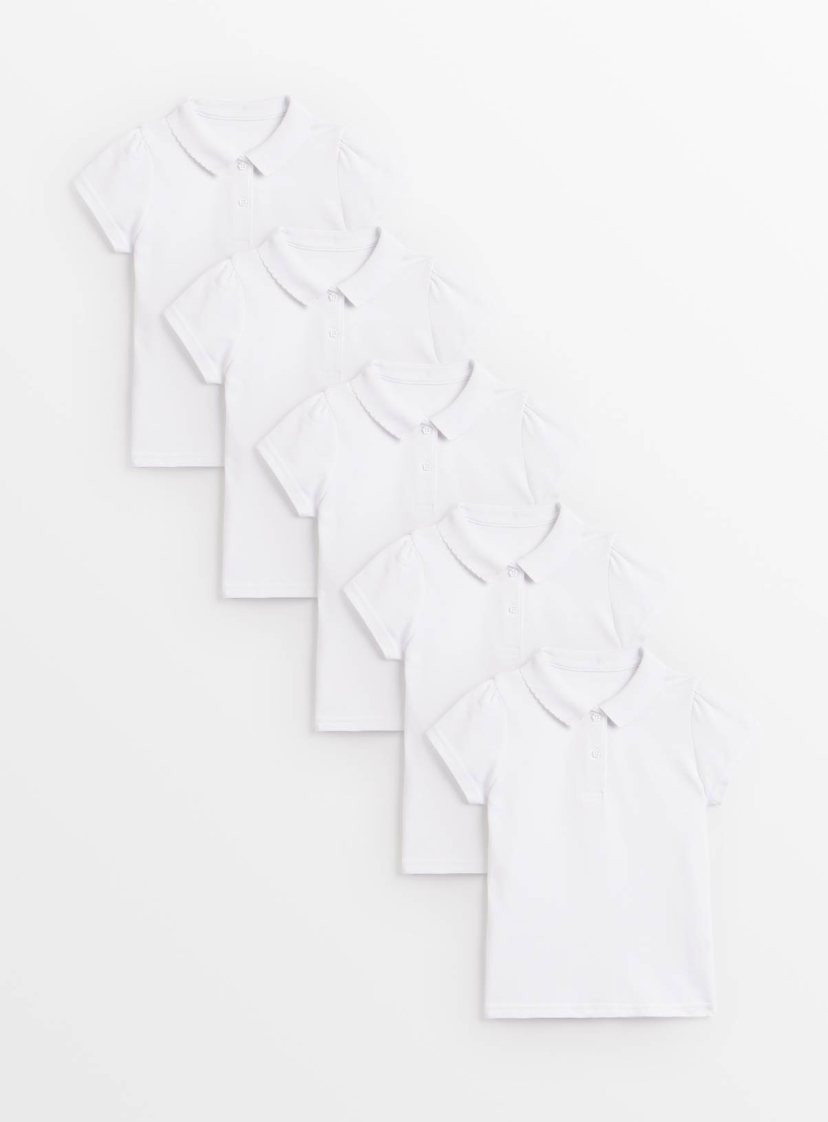 White Pique Cotton Perfect White Polo Shirts 5 Pack 9 years - Image 1