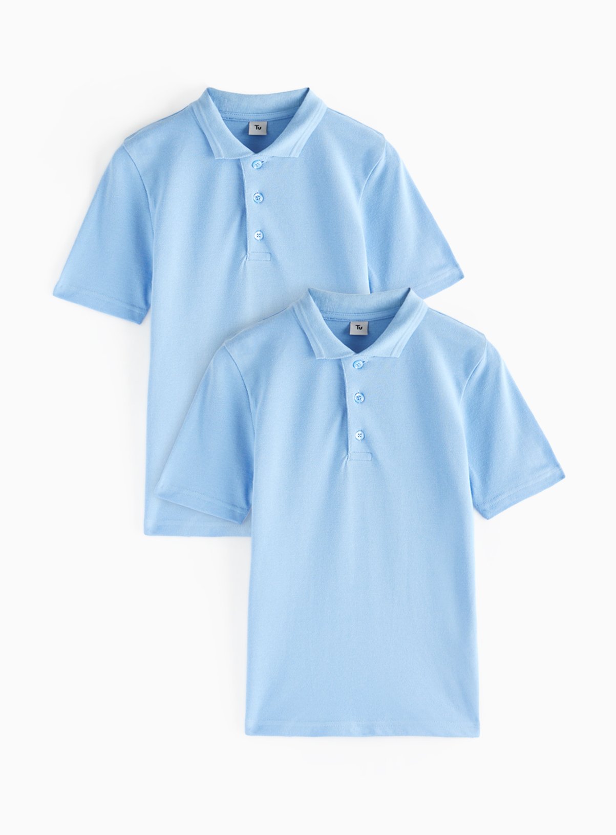 2 Pack Blue Unisex Polo Shirts 6 years - Image 2 thumbnail