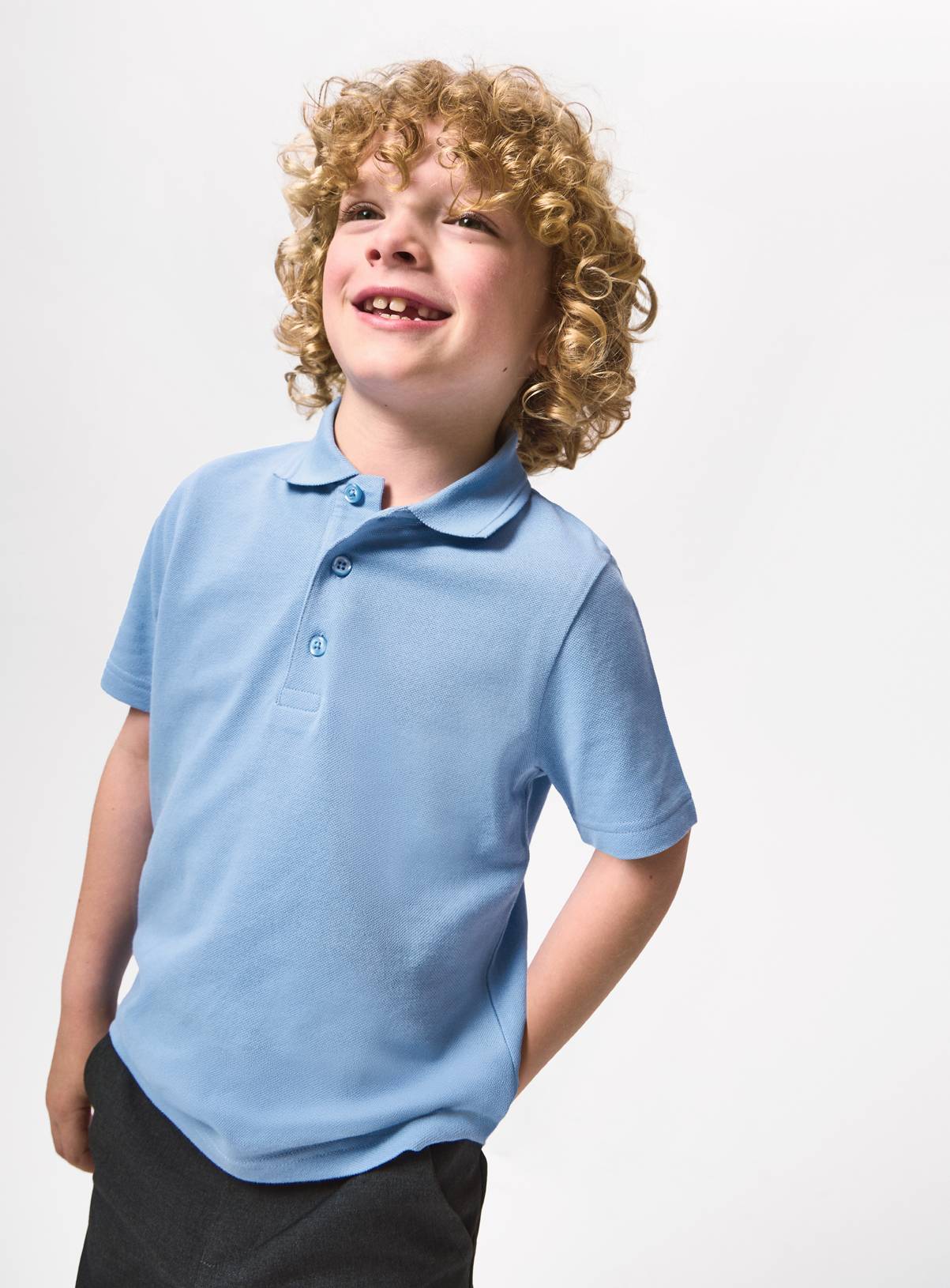 2 Pack Blue Unisex Polo Shirts 6 years - Image 4