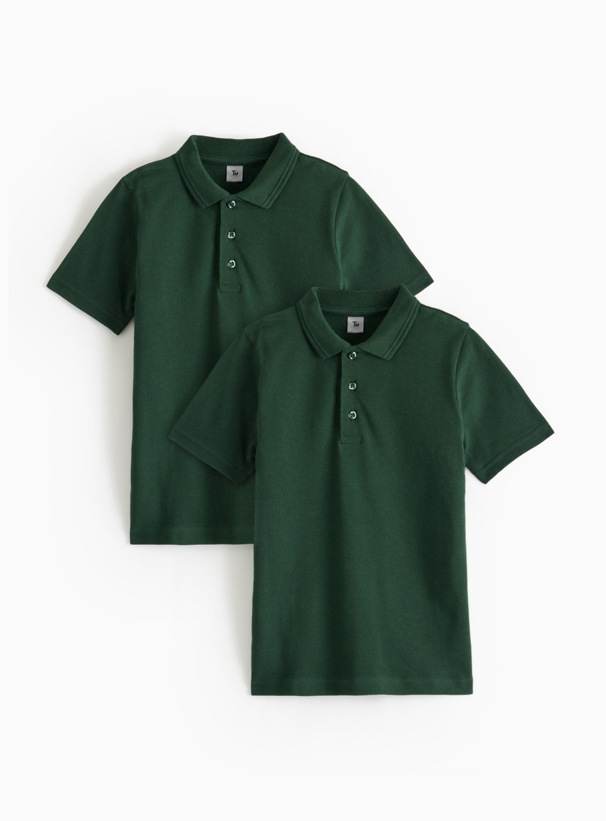 2 Pack Green Unisex Polo Shirts 11 years - Image 1 thumbnail