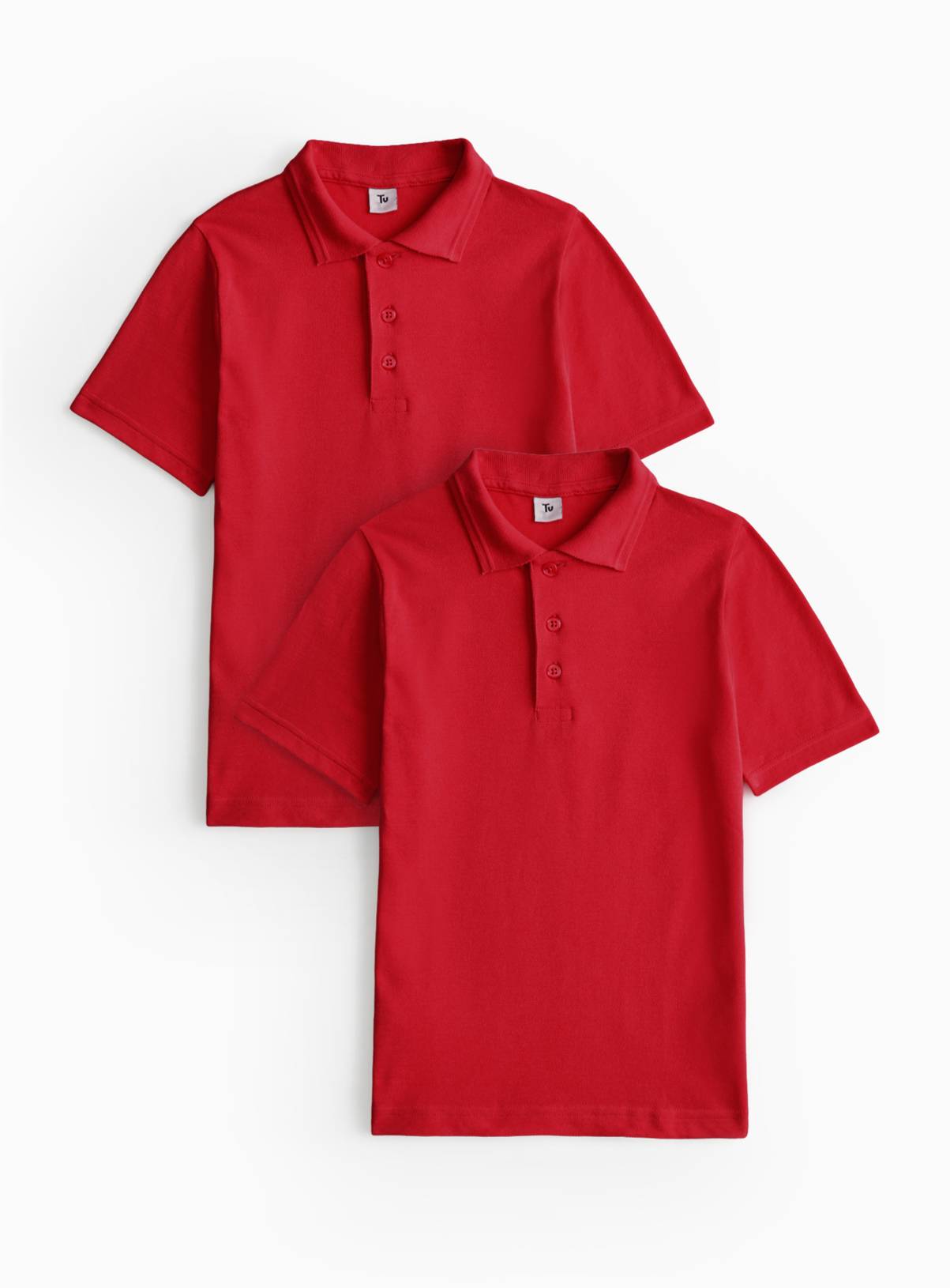 2 Pack Red Unisex Polo Shirts 11 years - Image 1