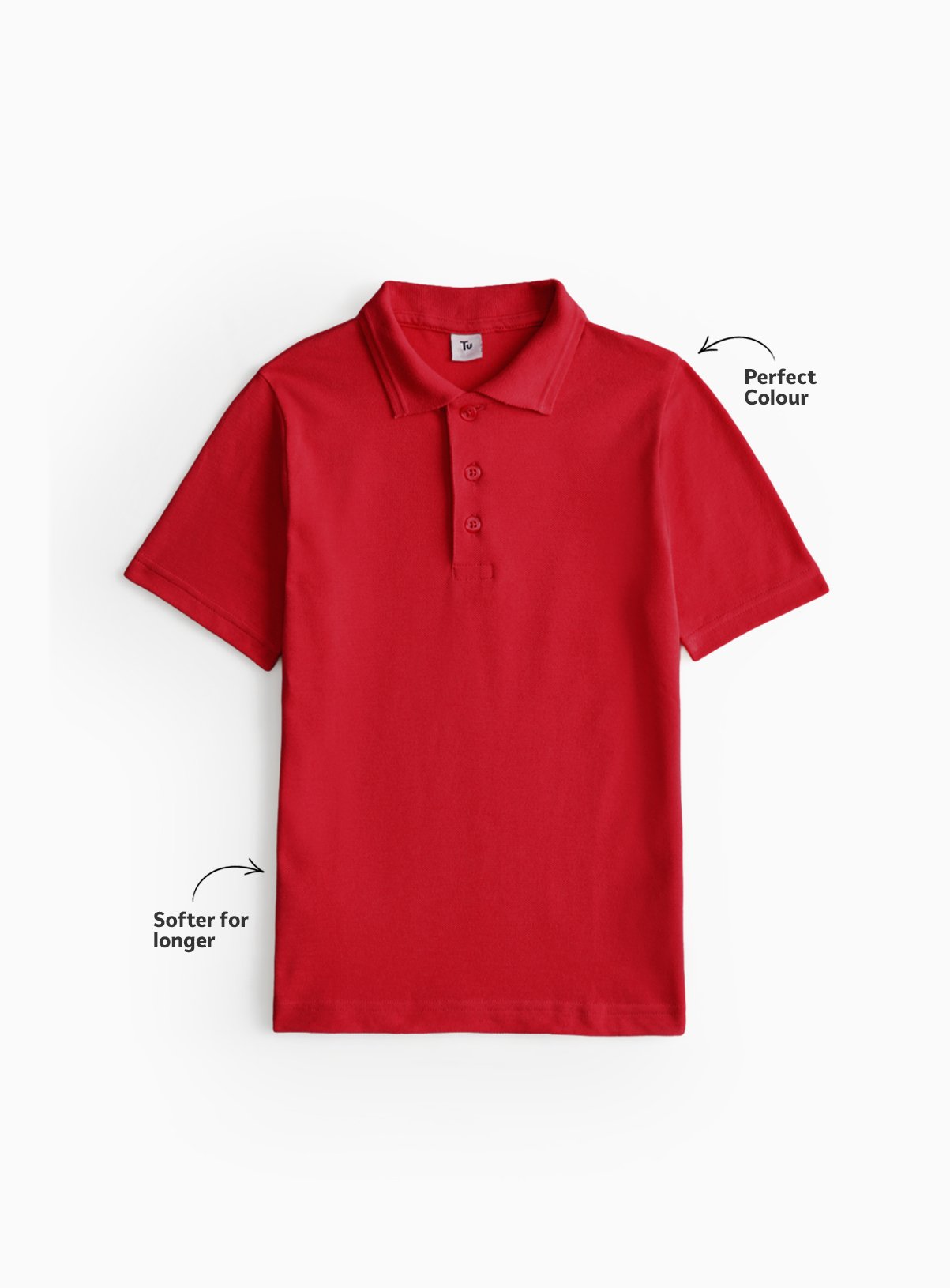 2 Pack Red Unisex Polo Shirts 11 years - Image 2 thumbnail