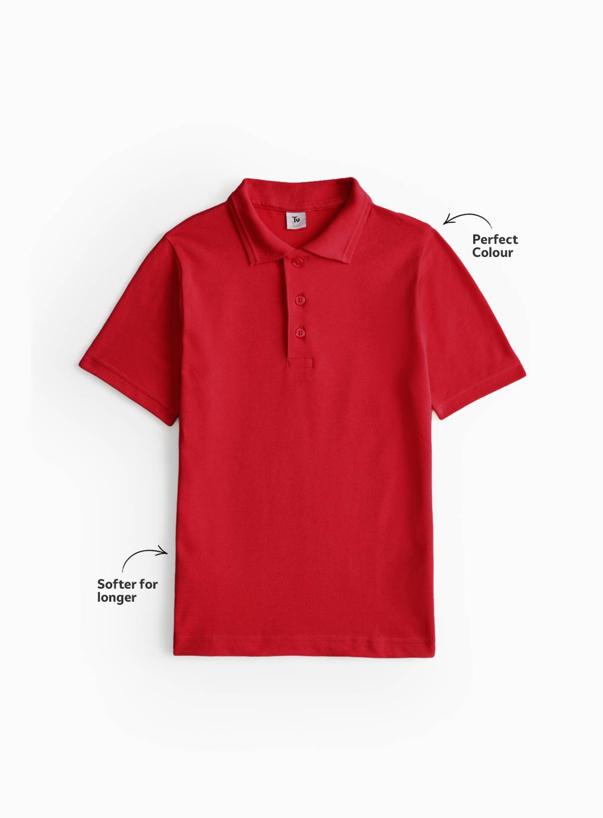 2 Pack Red Unisex Polo Shirts 11 years - Image 2