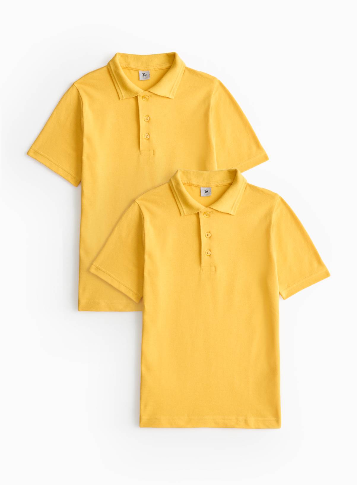 2 Pack Yellow Unisex Polo Shirts 8 years - Image 1