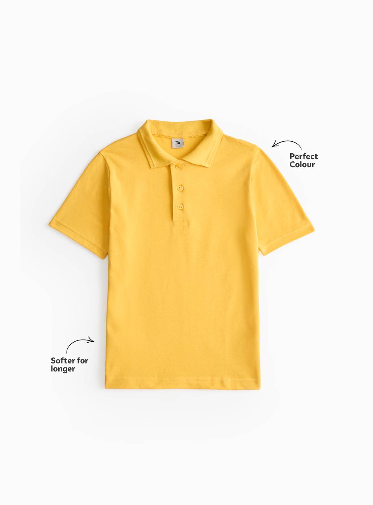 2 Pack Yellow Unisex Polo Shirts 8 years - Image 2