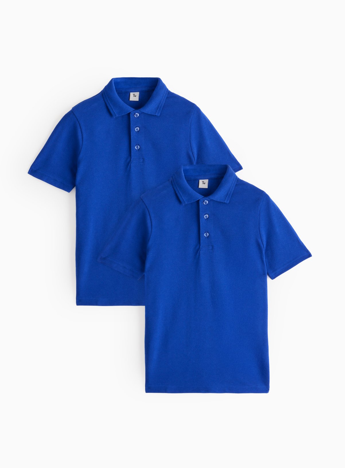 2 Pack Denim Blue Unisex Polo Shirts 5 years - Image 1 thumbnail