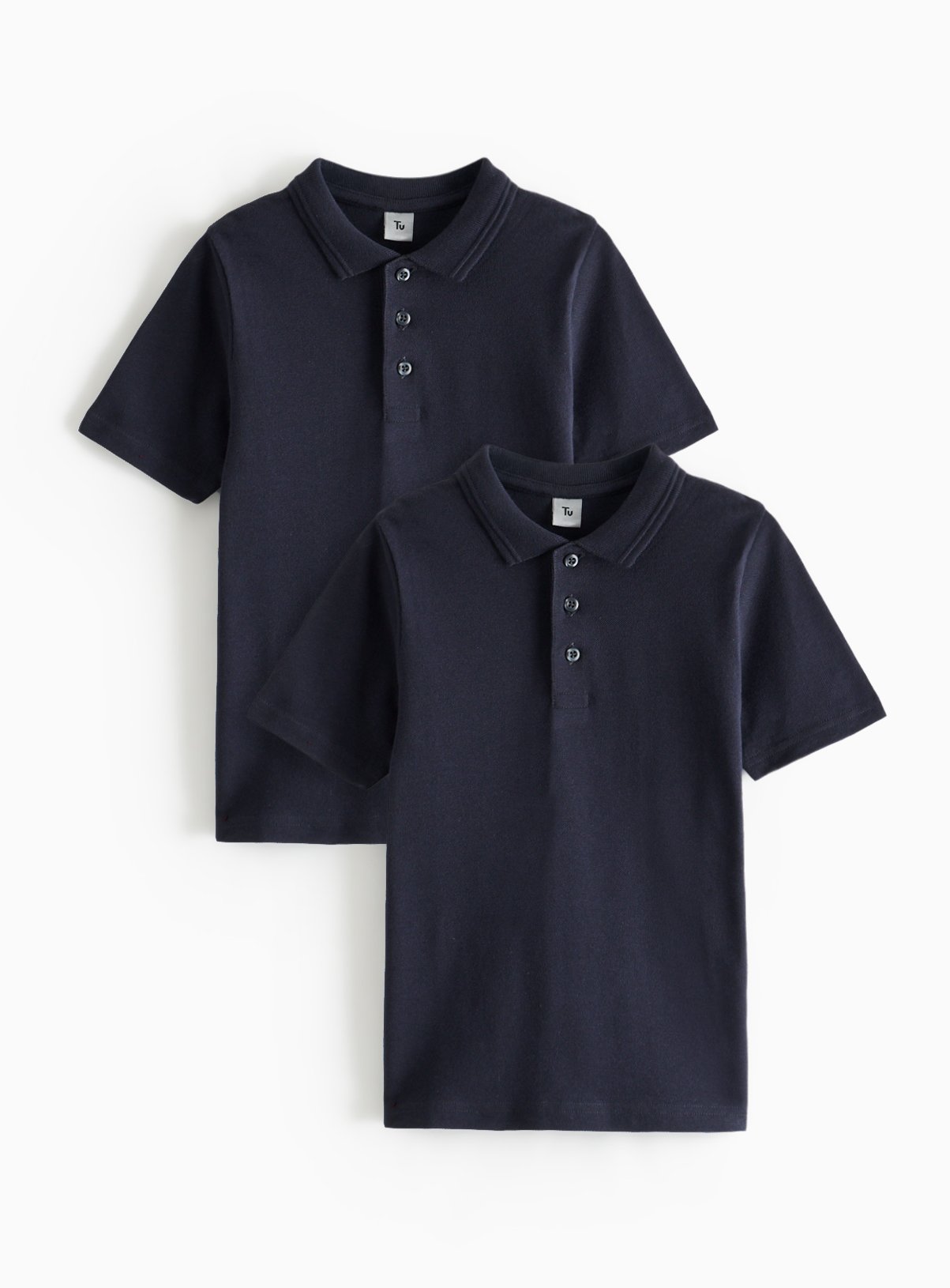Navy Navy 2 Pack Unisex Polo Shirts (8 Years) - Tu by Sainsbury's