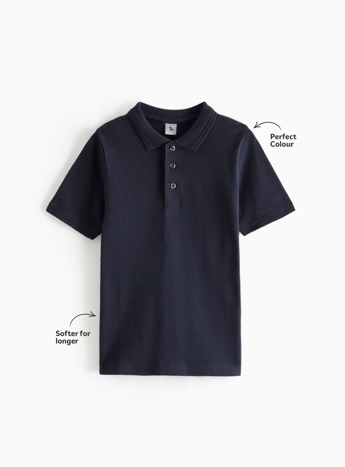 2 Pack Navy Unisex Polo Shirts 9 years - Image 2 thumbnail