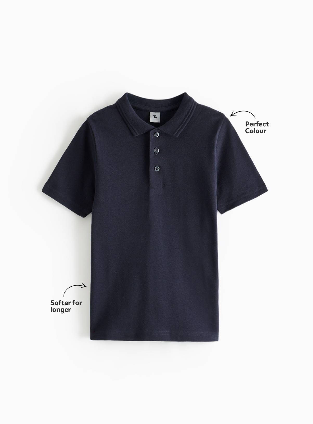 2 Pack Navy Unisex Polo Shirts 9 years - Image 2