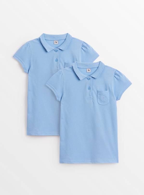 Buy Blue Scalloped Collar Polo Top 2 Pack 11 years | School polo shirts ...