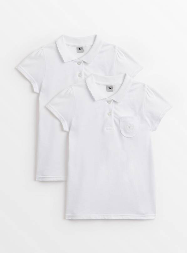 White Scalloped Collar Polo Top 2 Pack 3 years