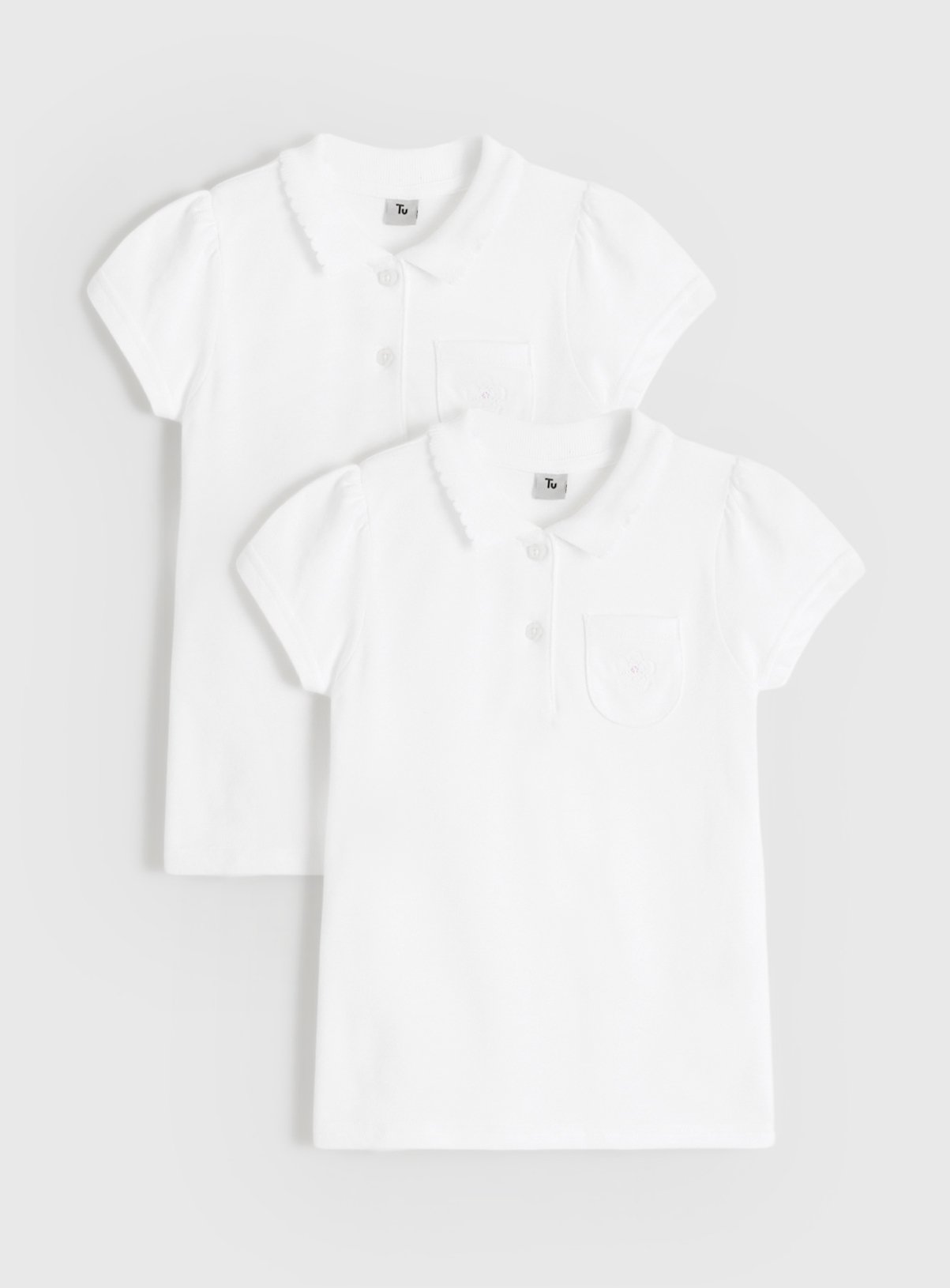 2 Pack White Embroidered Polo Shirts 7 years - Image 2 thumbnail