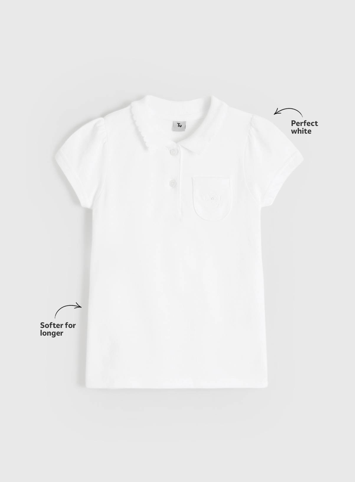 2 Pack White Embroidered Polo Shirts 7 years - Image 3