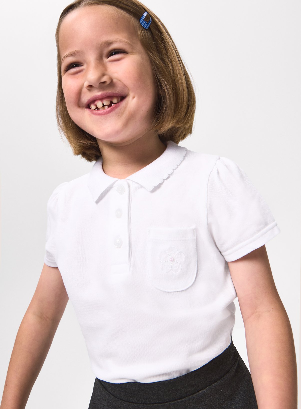 2 Pack White Embroidered Polo Shirts 7 years - Image 4 thumbnail
