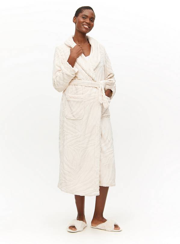 Cream Zebra Clipped Fleece Dressing Gown S